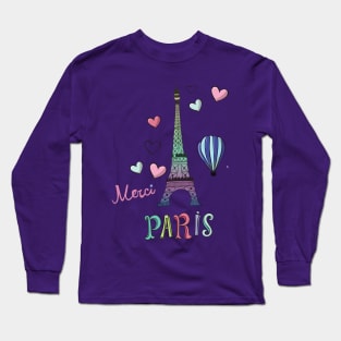 Colorful Paris Art Long Sleeve T-Shirt